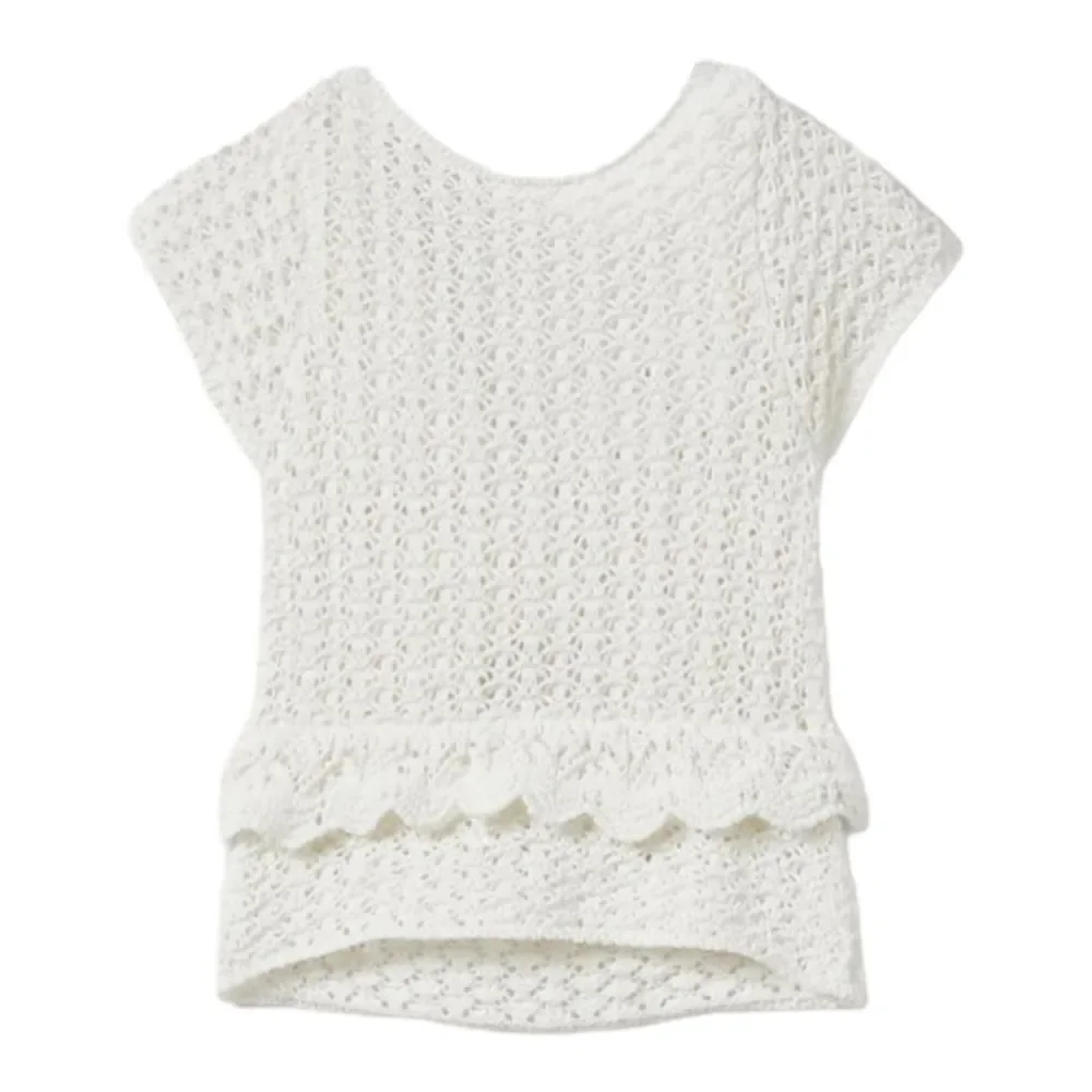 ZARA Kids | Ecru | RUFFLED CUT OUT KNIT TOP